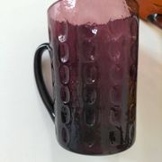 Set of 4 coloured pressed glass mugs, vintage style.