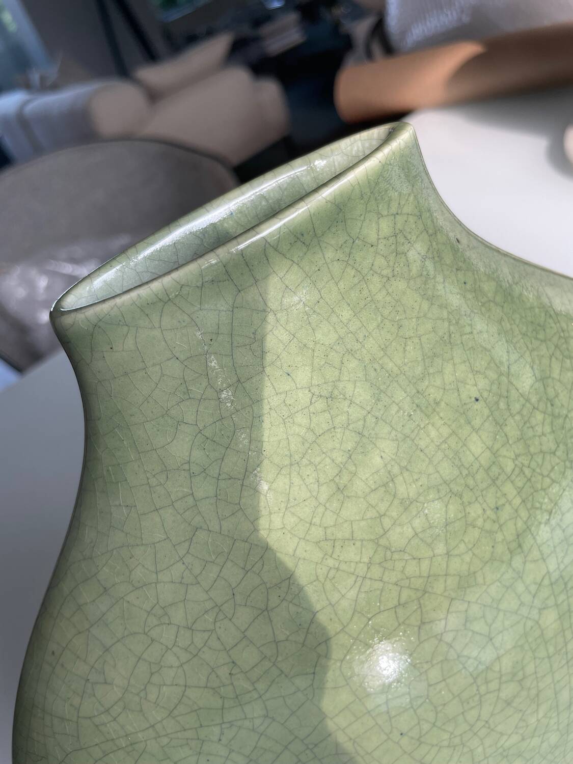 Green ceramic vase