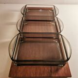 Vintage teak aperitif and 70s smoked glass