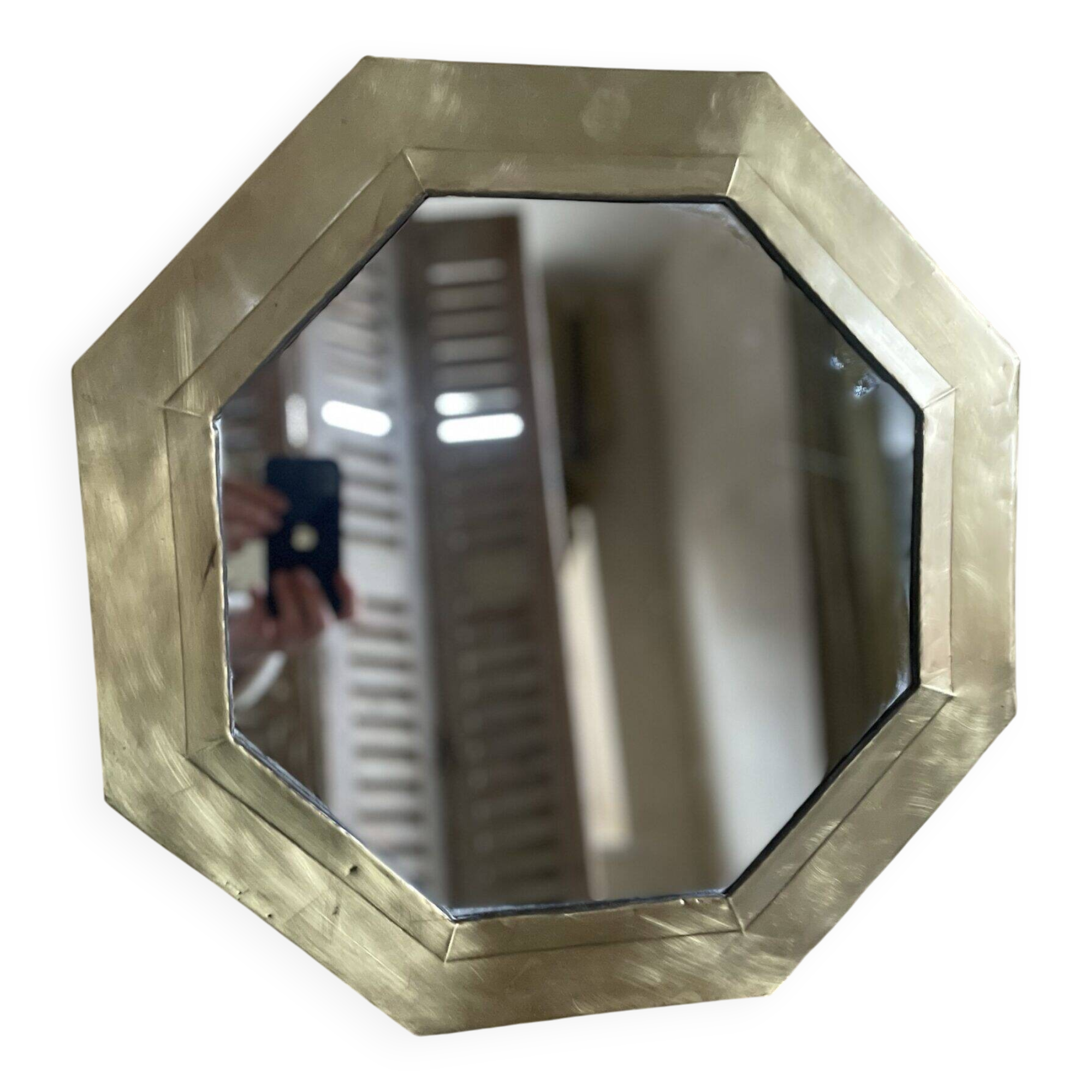 Hexagonal brass mirror