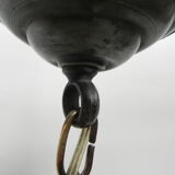 Art Deco hanging lamp with marbled salmon-coloured shade