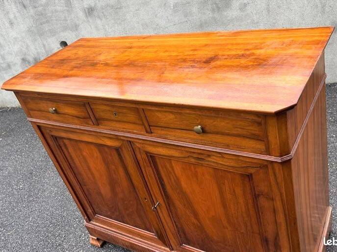 Solid walnut sideboard of the Napoleon III period, late nineteenth century, Louis Philippe style