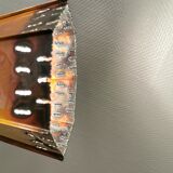 Older Danish cone-shaped hanging lamp in copper-colored lacquer with an inner contrasting shade.