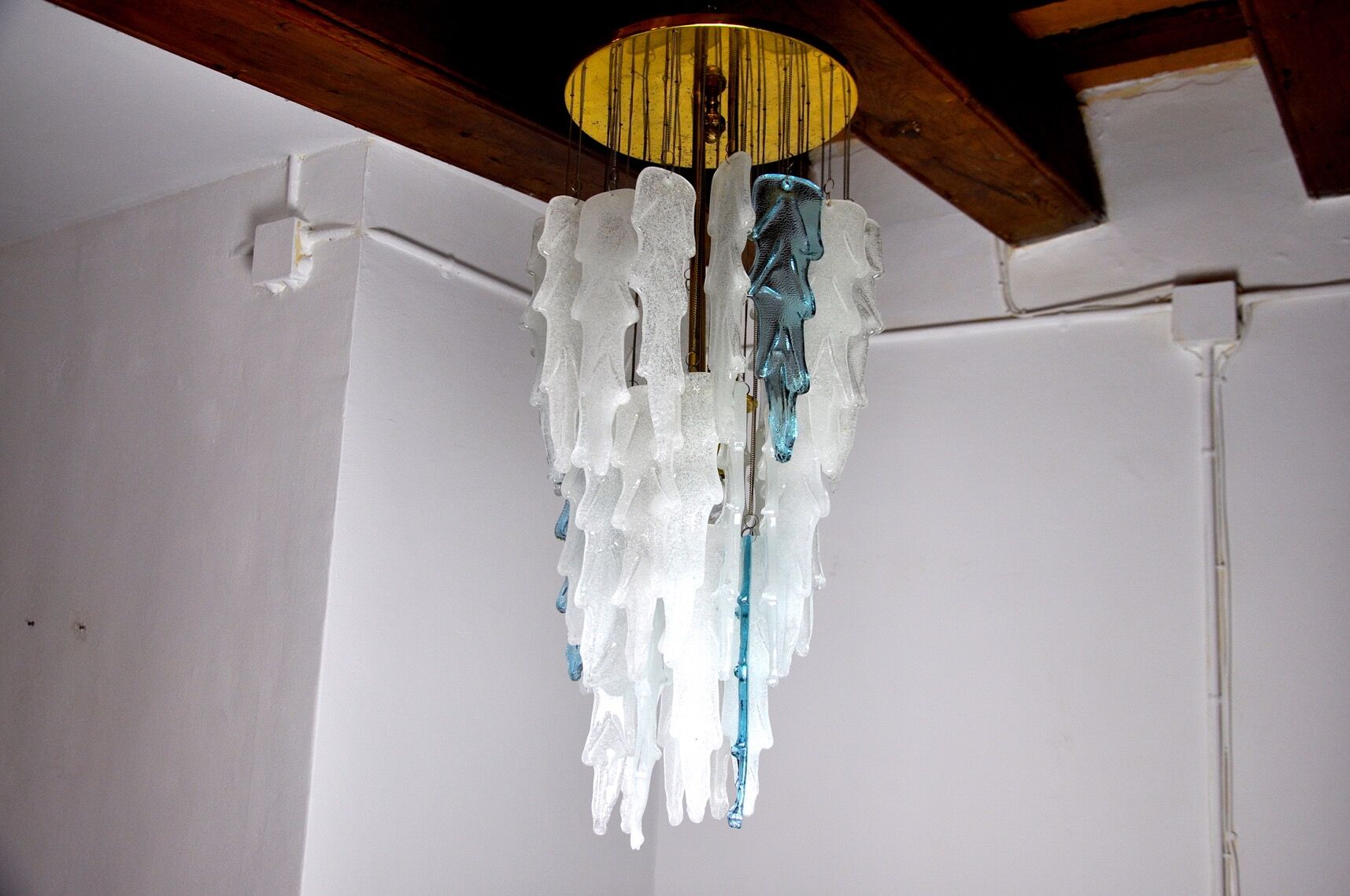 Albano Poli waterfall hanging lamp, 1970, Murano Italy