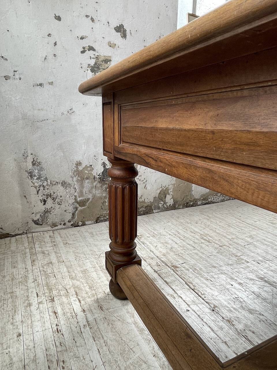 Solid walnut farmhouse castle table 1900 XXL