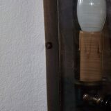 Pair french country brass & curved glass wall lights mirrored back plate 3965