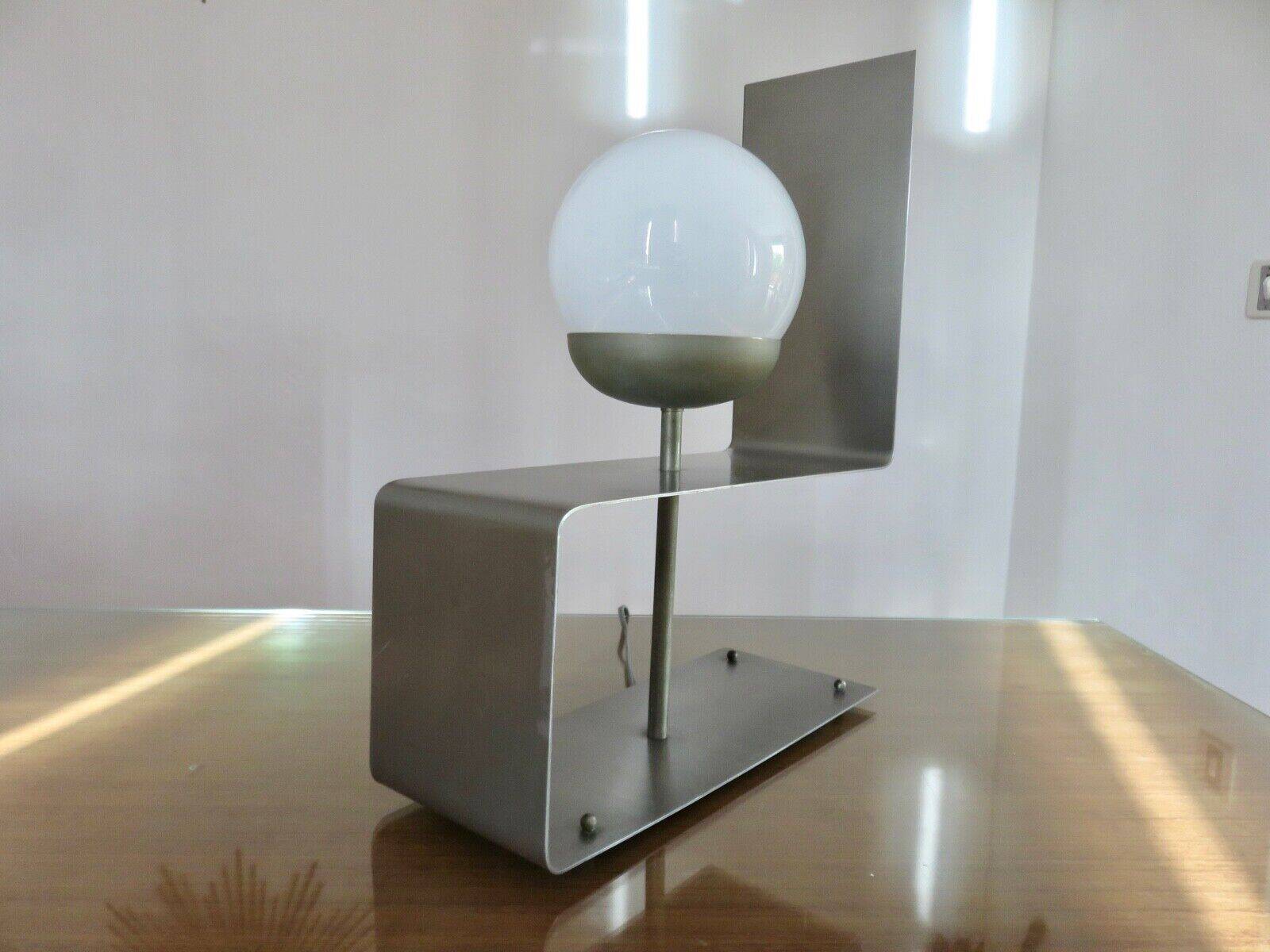 "uginox" lamp in folded, brushed and satin steel 1970
