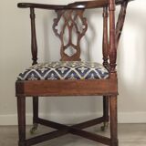 Chaise d'angle géorgienne en acajou sur roulettes, XIXe siècle