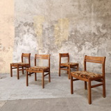 Set of 4 exotic wood chairs, 1960