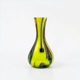 Vase en verre de Murano jaune citron et améthyste Carlo Moretti années 70