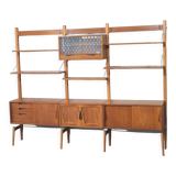 Mid-Century Modular Free Standing  Teak Wall Unit by Kjell Riise for Brodrene Jatogs, Norway, 1960s