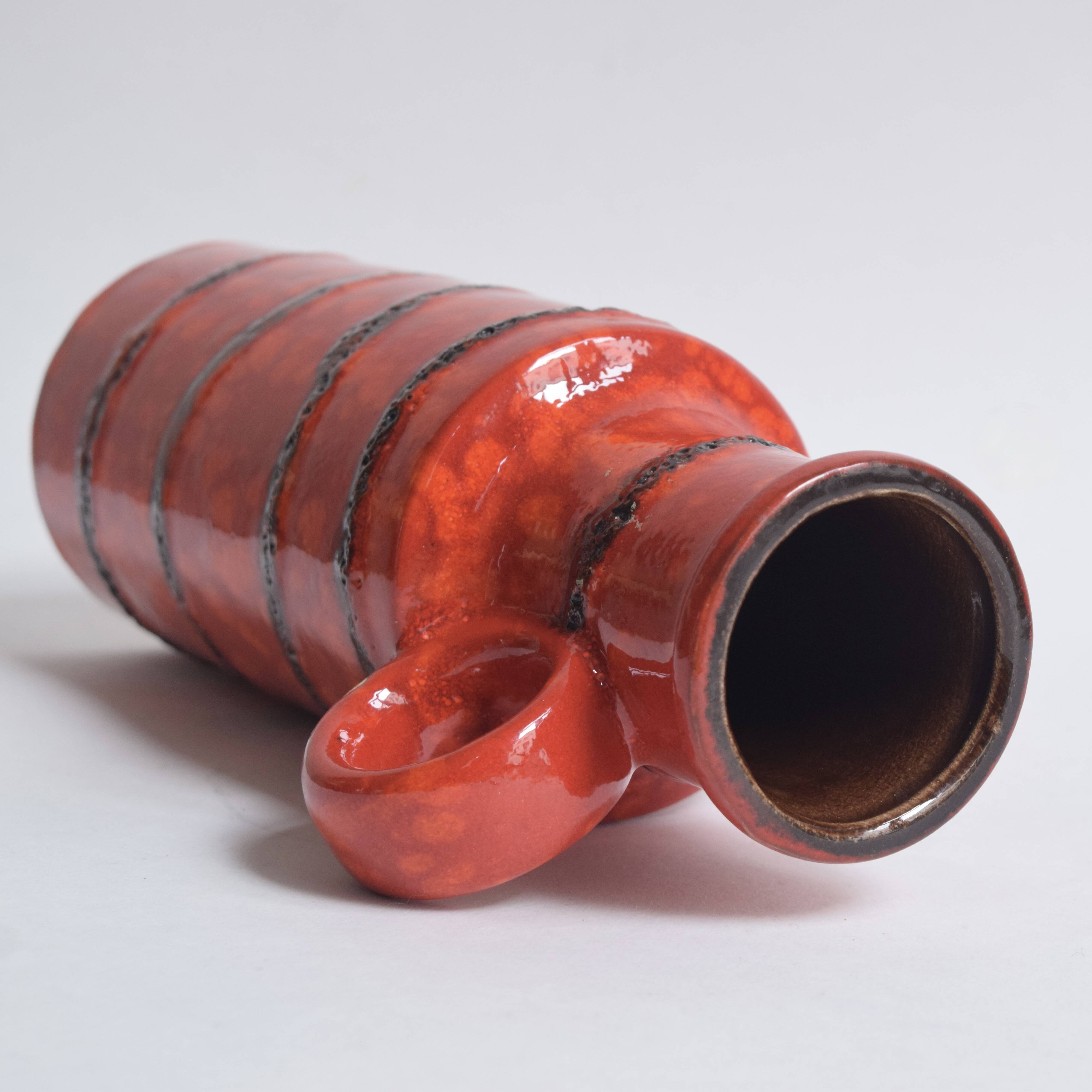 Scheurich Keramik vase red Fat Lava - West Germany 401 28