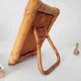 Vintage 1970s rattan tabletop mirror