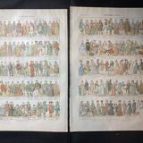 Set of 2 lithographs on traditional costumes