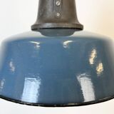 Industrial Blue Enamel Factory Lamp with Cast Iron Top, 1960s