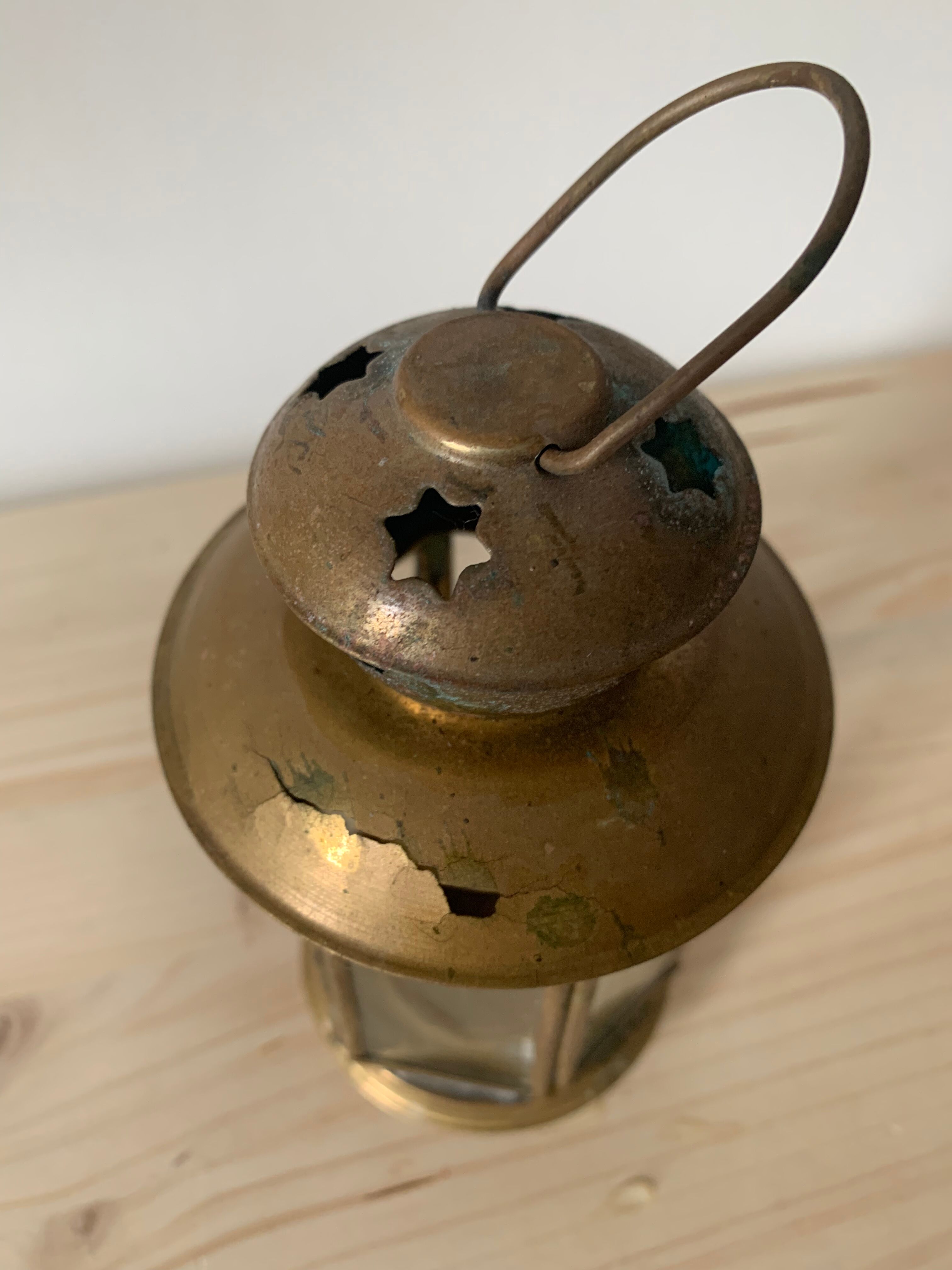 Vintage glass and metal lantern