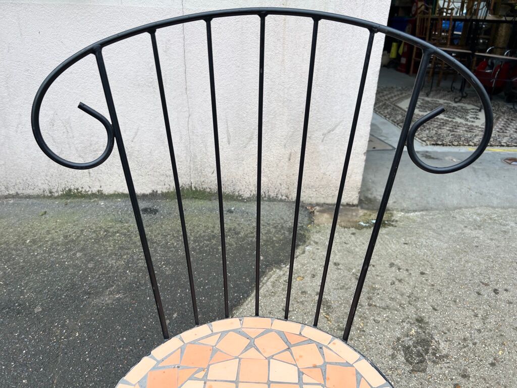 Set of 4 terracotta ceramic mosaic chairs