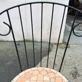 Set of 4 terracotta ceramic mosaic chairs