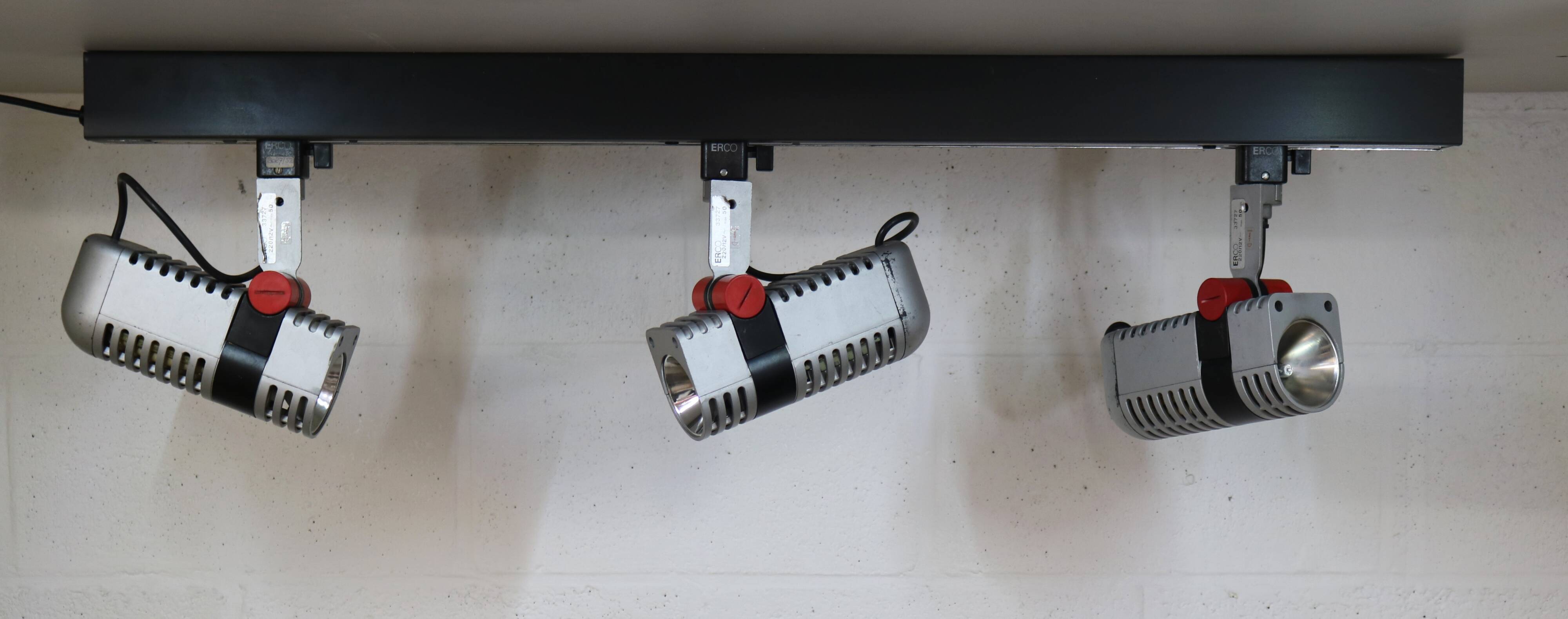 Set of 3 roger tallon vintage erco halogen spots - rare model 33727 - 1975