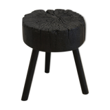 Stool wood finishing shou-sugi-ban in wood burned with treatment