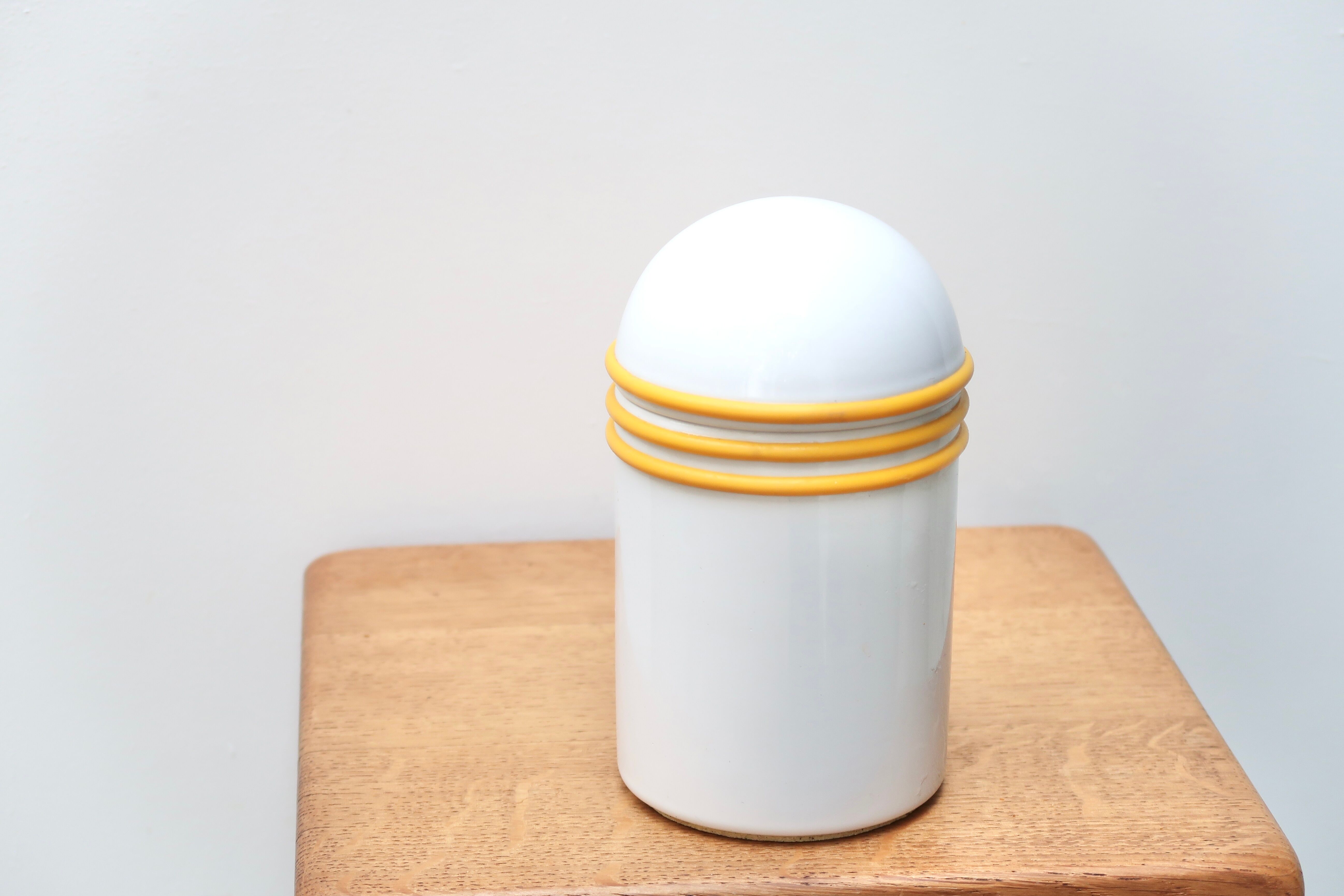 White and yellow ceramic box, 80s