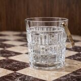 Vintage glass ice bucket with metal handle – 1960s bar style