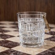 Vintage glass ice bucket with metal handle – 1960s bar style