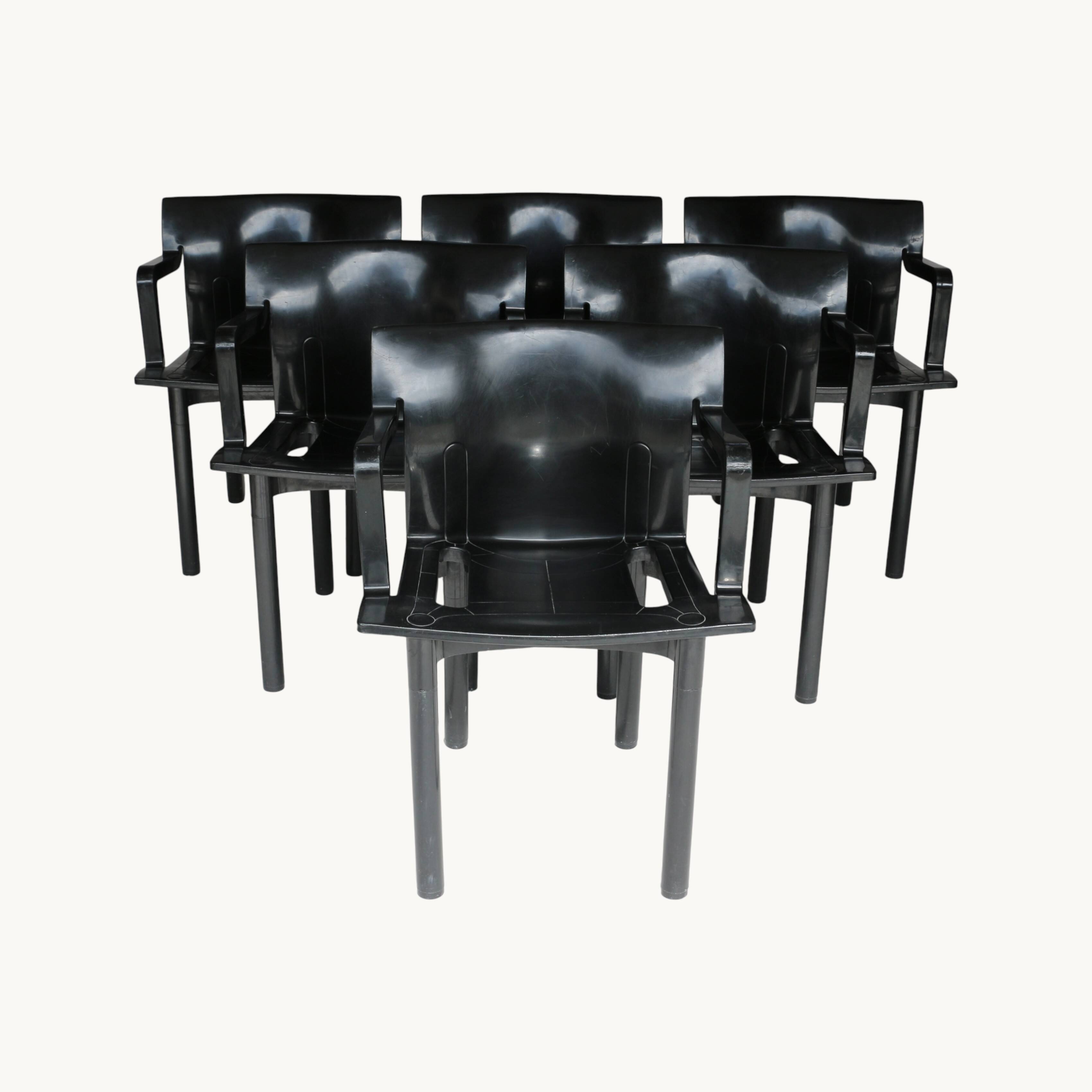 A set of chairs and armchairs, Anna Castelli for Kartell, Italy, 80s.