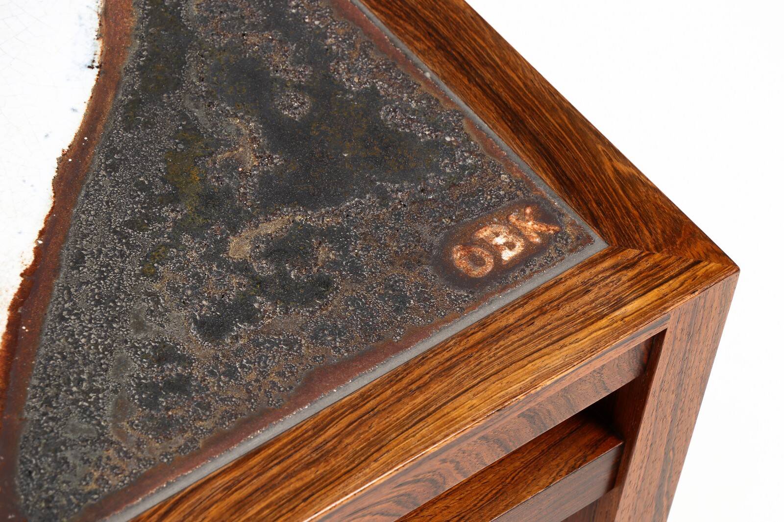 Large Scandinavian Coffee Table 1960, Ole Bjorn Krüger In Rosewood And Ceramic