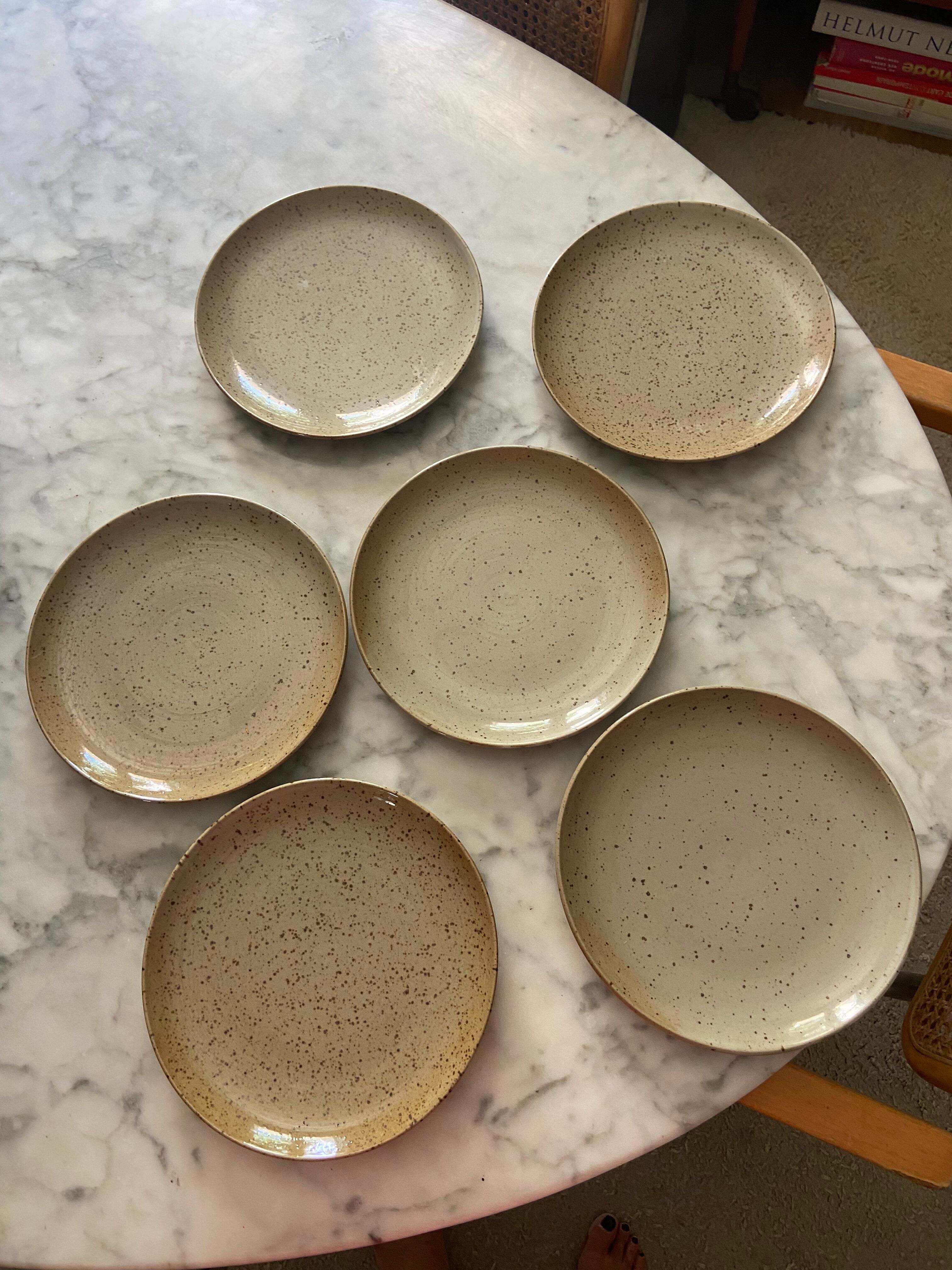Series of 6 vintage stoneware plates