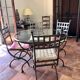 Wrought iron and glass table 4 chairs