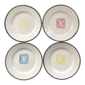 Lot 4 assiettes décor feuille de chêne