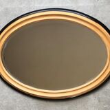 Miroir ovale en bois et glace biseauté - 88 cm par 63 cm