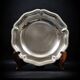 Round silver-plated metal plate with a scalloped edge – frieze of gadroons.