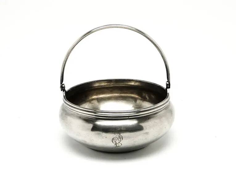 Basket sugar bowl, silver-plated brass, Germany, 1920s