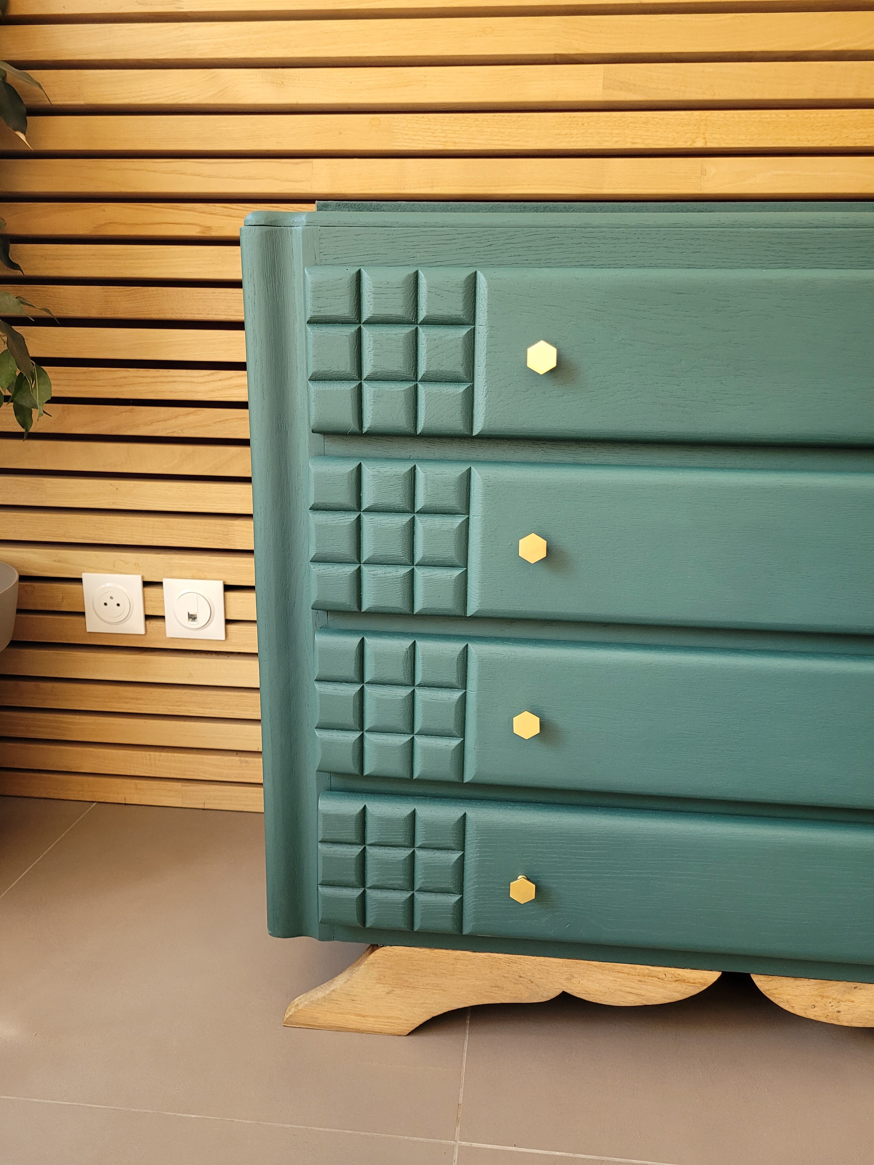 Art deco chest of drawers feet mustache