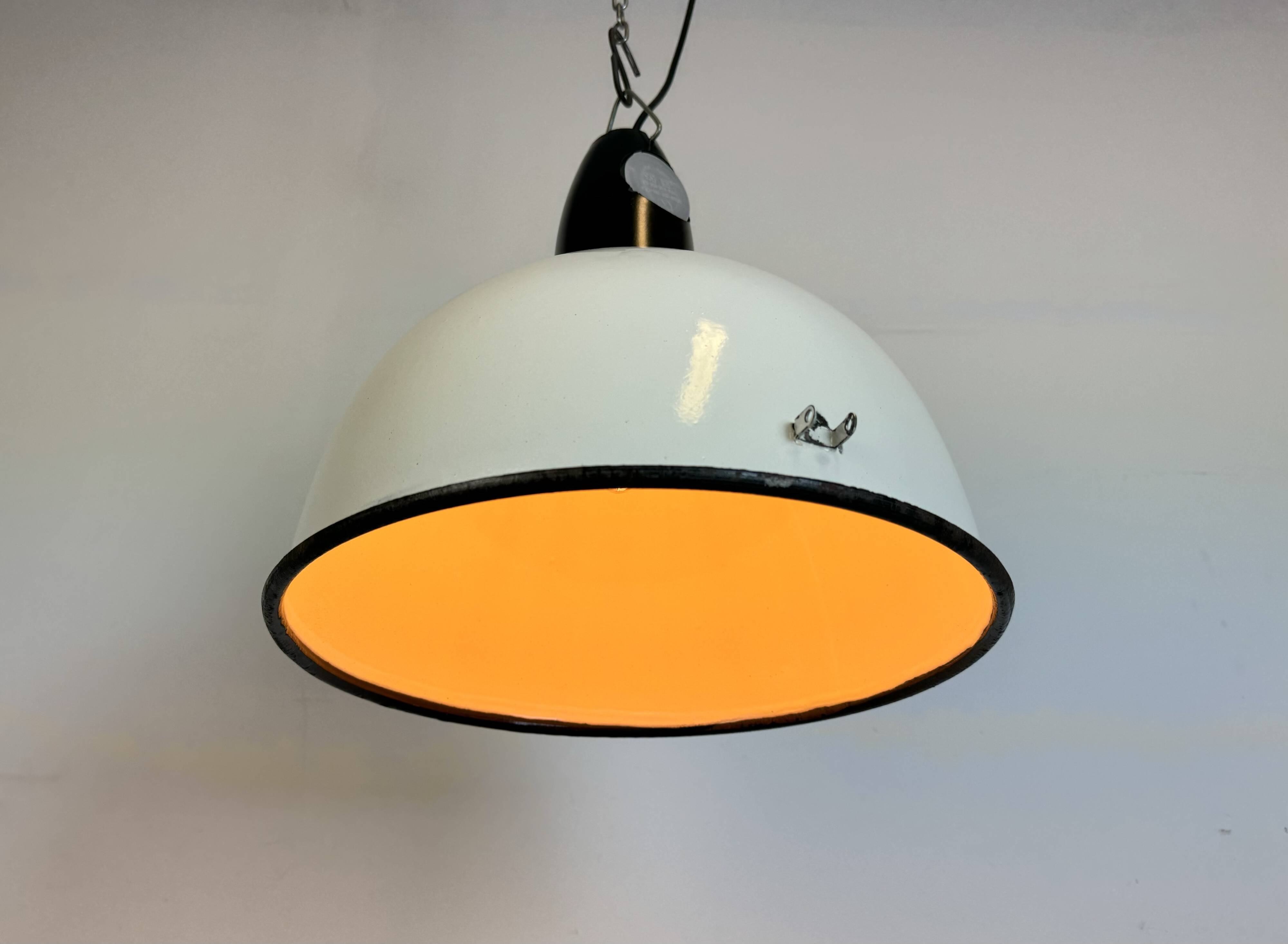 ndustrial Soviet White Enamel Pendant Lamp, 1960s