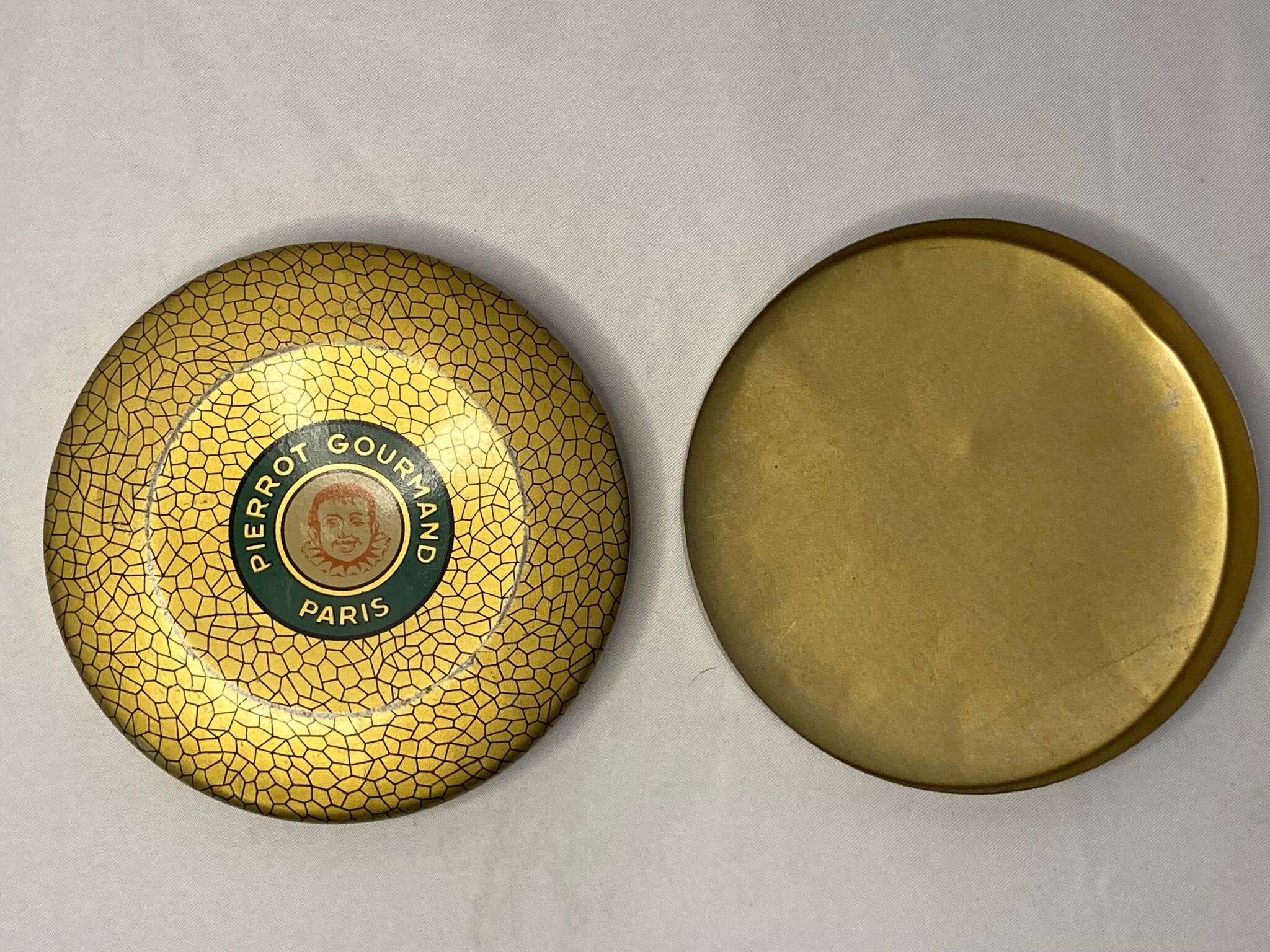 Metal box Pierrot Gourmand signed around 1930