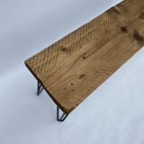 Industrial Bench Hairpin Legs Scaffolding Wood Midcentury Modern 1980s