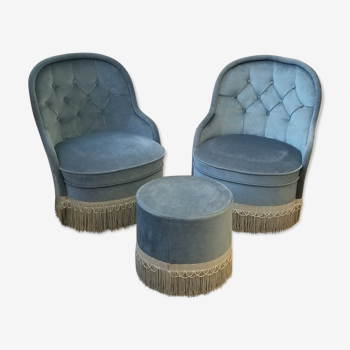 Fauteuils crapauds et pouf