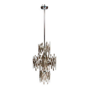 Brutalist stainless steel candlestick, France 1970