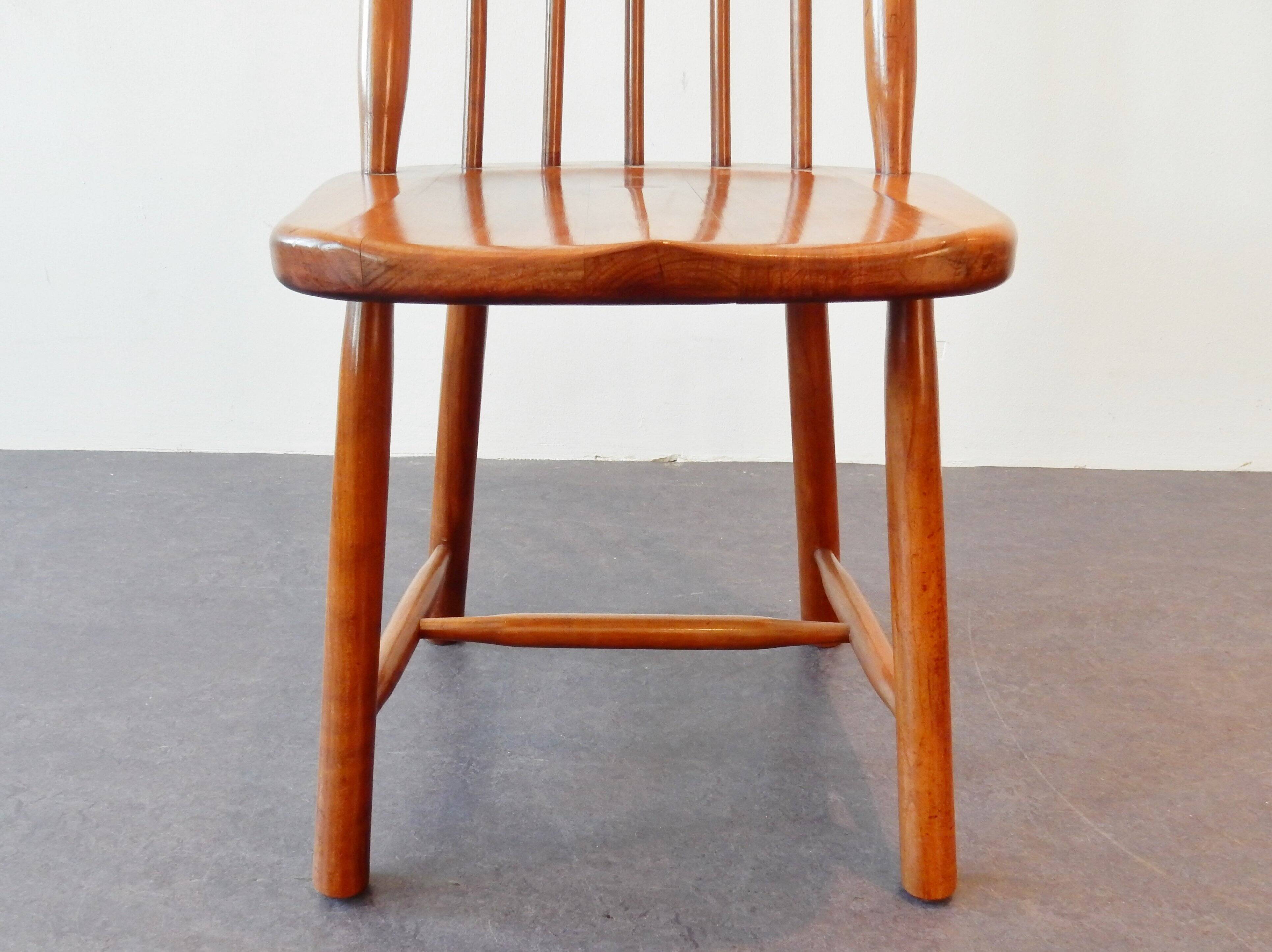 Set of 2 vintage solid wooden highback chairs