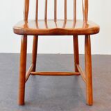 Set of 2 vintage solid wooden highback chairs