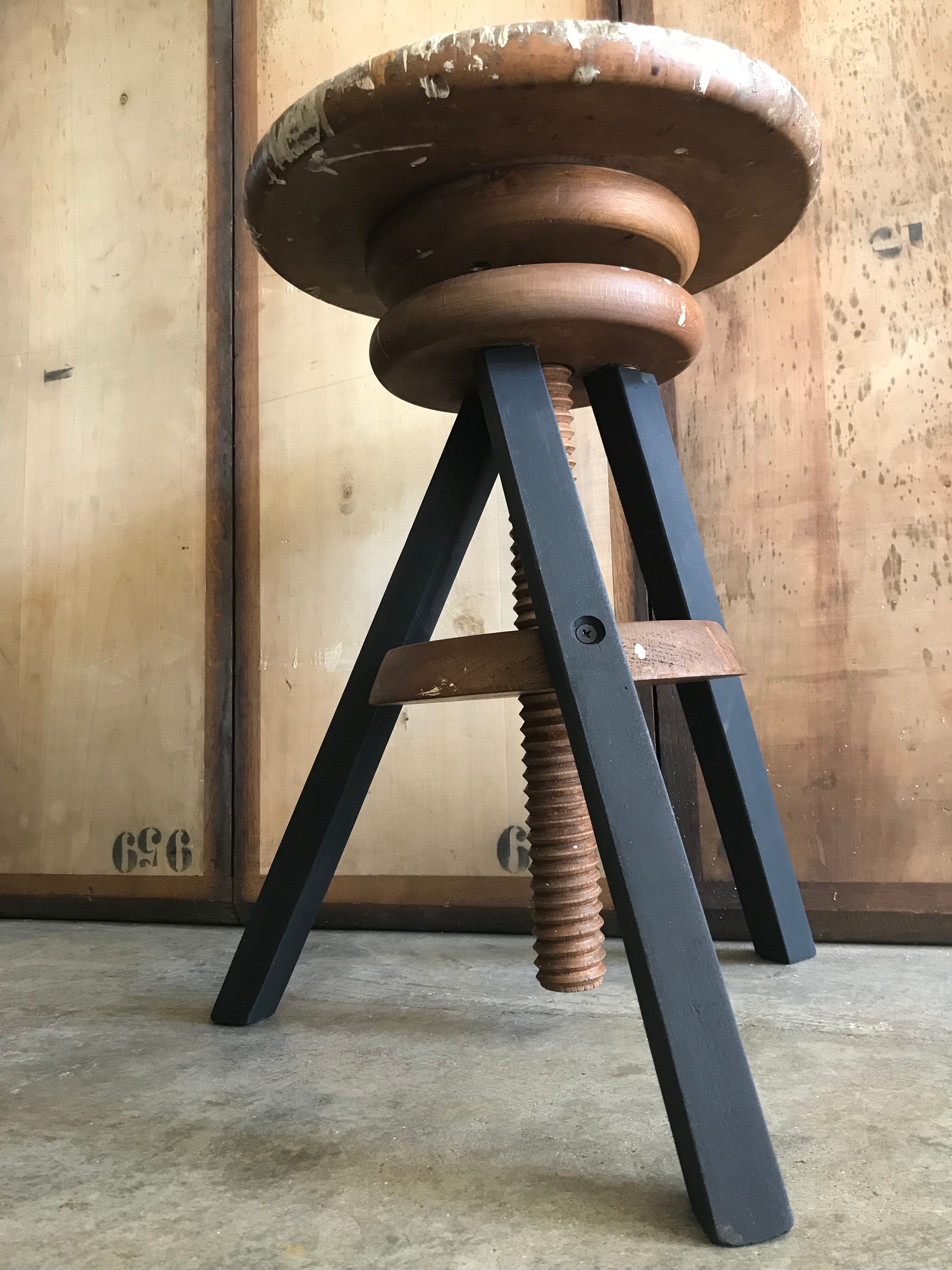 Stool with screws vintage artist painter wood