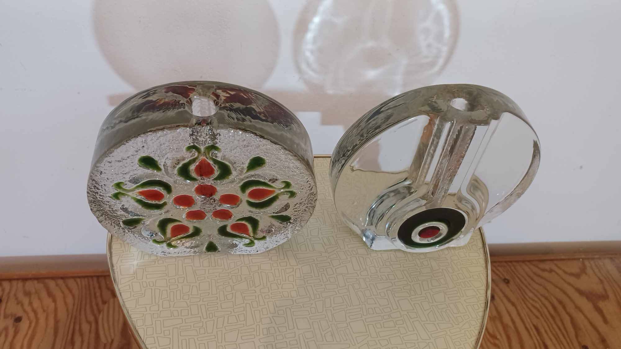 2 vases en verre Pop Art de Walther, années 1970