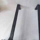 Old bronze chenets fireplace log holder pair