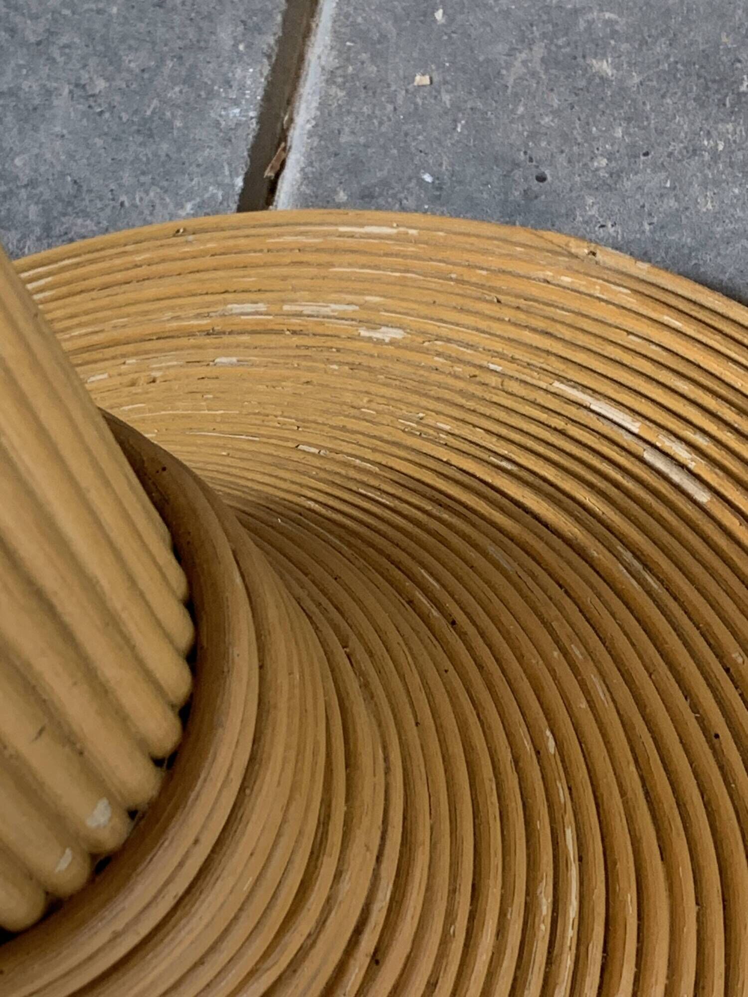 Pencil Reed rattan bamboo coconut palm tree floor lamp, Mario Lopez Torres, 1970s
