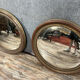 Pair of mirrors called "witch's eye" with patinated golden frame style Napoleon III