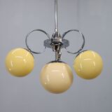 Chandelier en chrome et en verre champagne Art Déco, Tchécoslovaquie, années 1930
