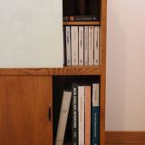 Low sideboard or small glass-fronted bookcase, oak, 1960